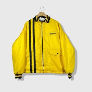 Holloway Midas Racing Jacket Mens L Yellow Vintage 80s Windbreaker Bomber